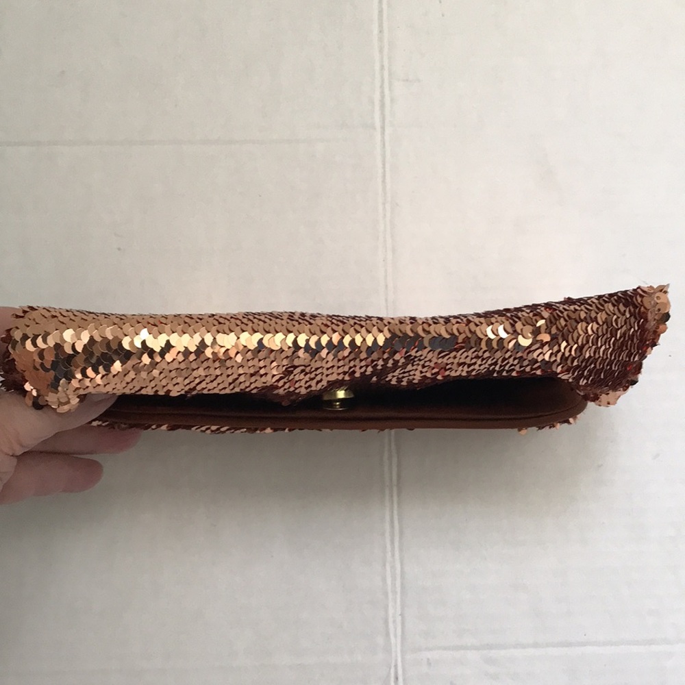VINTAGE NORELL ELIXIR BRONZE SEQUIN LINED CLUTCH-Never Used - Picture 7 of 8